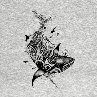 Whale Wild Animal Nature Illustration Art Tattoo T-Shirt